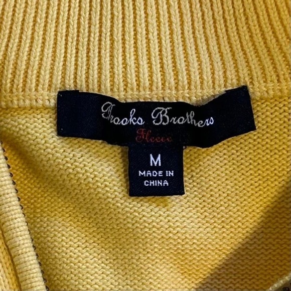 NWOT Brooks Brothers 1/4 Zip Yellow Sweater Boys Medium - Picture 6 of 7
